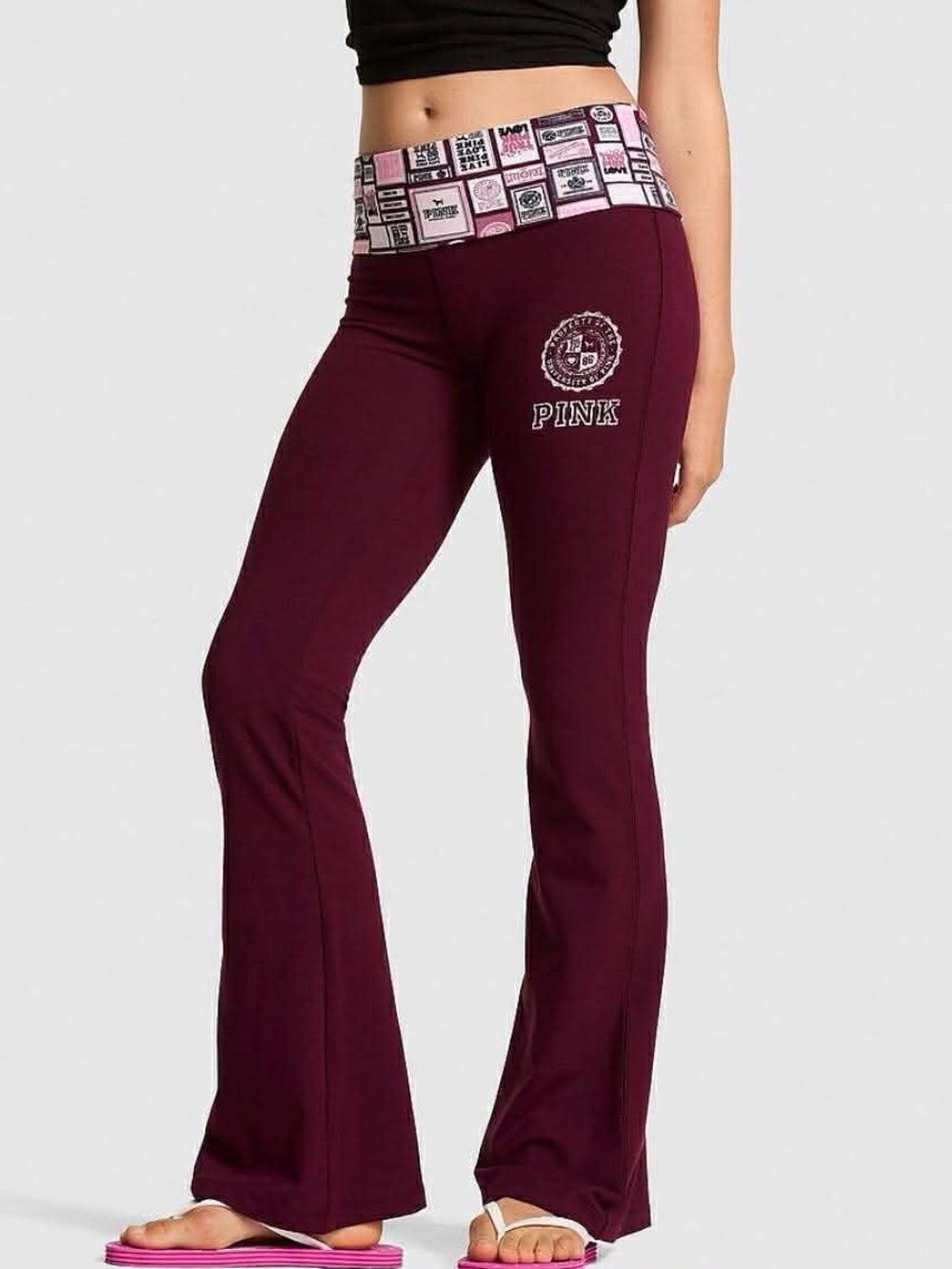 VS PINK WILD ROSE FOLD-OVER COTTON FLARE LEGGINGS PINK FRIDAY 2026 SIZES XS-XL